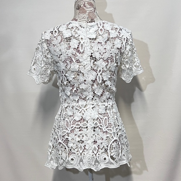 SHILLA White open lace peplum top size S. - Picture 3 of 14